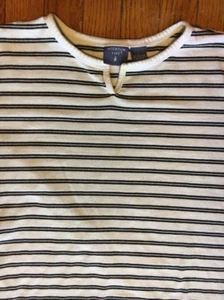 Mountain Lake L Blue White Cotton Polyester Striped Short Sleeve Casual Top CAY2 - Picture 1 of 5