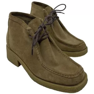 Fashion Bug Vintage Y2K Brown Suede Leather Moccasin Toe Boot Heels Size 7.5 - Picture 1 of 17