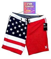 American Flag Swim Board Shorts. Hurley Phantom. Size 32/Length 18". So Cool!
