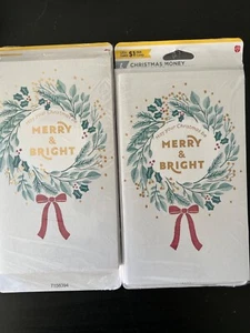 Christmas Money Gift Cards 12 American Greetings Festive Wreath Design Envelopes - Picture 1 of 8