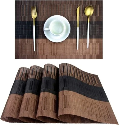 Brown Gradient Stripes Placemats Set of 4 - Image 1 of 4
