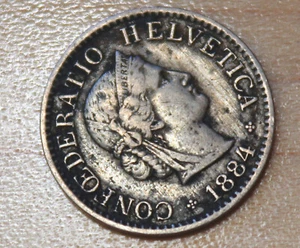 1884 Switzerland 5 Rappen - Picture 1 of 2
