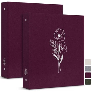 Aesthetic Letter Size A4 3 Ring Binder 2 Packs, Linen Hardcover 1 inch Round ... - Picture 1 of 6
