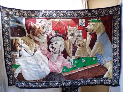 ¡Arte de pared de terciopelo tapiz de piscina para perros jugando! RT Brooklyn N.Y. Foto 1 de 4