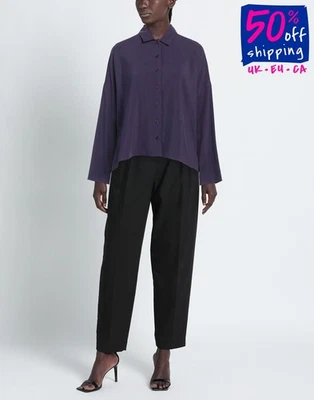 RRP€420 CRISTINA BONFANTI Silk Button-Up Shirt Size S Purple Loose Made in Italy - Image 1 of 4