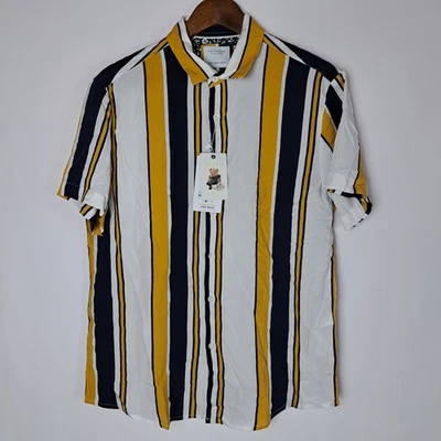 NWT Cactus Man Ricky Singh Shirt Mens Medium Multicolor Short Sleeve Striped - Image 1 of 4