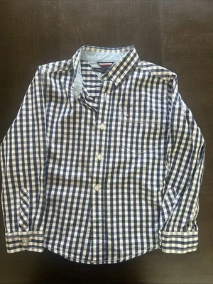 Tommy Hilfiger Boys Blue/White Button Gingham Long Sleeve Shirt - Image 1 of 3