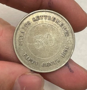 Straits Settlements - 1891 Silver Victoria 50 Cents - Popular - Picture 1 of 5