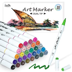 Dual Tip Kunstmarker auf Alkoholbasis, Lineon 30 Farben Alkohol Marker Stifte pro... - Bild 1 von 9