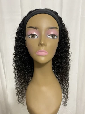 Kinky Curly Human Hair Glue-less Wig Headband Wig Color Black 22 Inch - Image 1 of 4