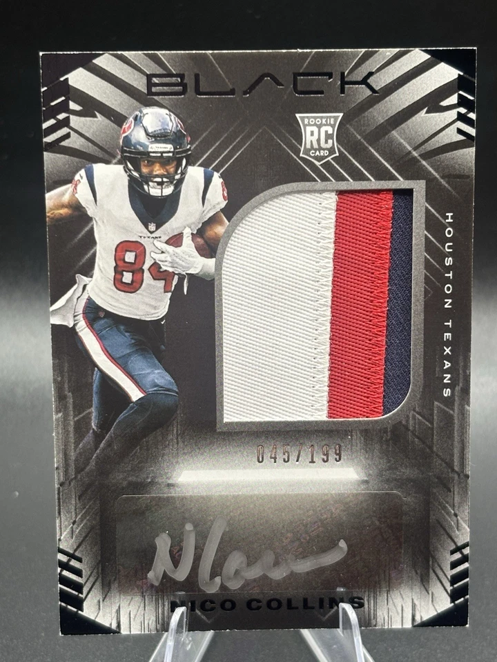 2021 Panini Black  Rookie Nico Collins #230 Patch Auto /199 - Texans - Tri Color - Image 1 of 3