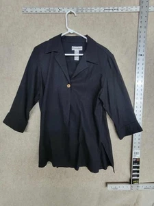 Dressbarn Blazer Jacket Women’s 10 Black Linen Blend 3/4 Sleeve Career Top - Picture 1 of 4