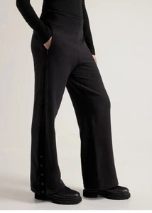 Felpa Athleta Retroplush Velluto Gamba Larga Snap Caviglia Grande Nera Pull On - Foto 1 di 7