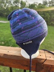 Columbia Adulto Unisex Invierno Tejido Sombrero Gorro Azul Púrpura Borla Oreja Solapa OSFM - Imagen 1 de 7