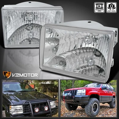 Clear Fits 1993-1998 Jeep Grand Cherokee Headlights Lamps Left+Right Replacement - Изображение 1 из 4