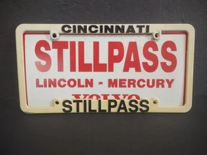 Vtg Stillpass Lincoln Mercury Volvo License Plate Frame Booster Cincinnati Ohio - Picture 1 of 4