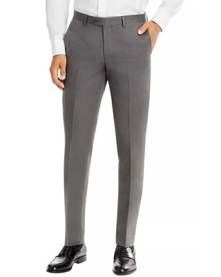 Pantalones de vestir ajustados de algodón y lino The Mens Store 32 grises - nuevos con etiquetas $178 Foto 1 de 3