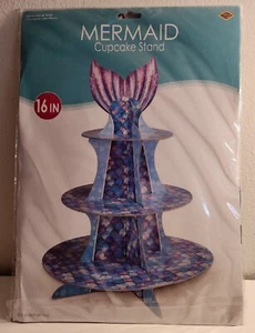 Beistle Mermaid 16" Cupcake Muffin Bakery Dessert Holder Display Stand NEW - Picture 1 of 3