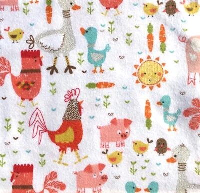 Cubierta de almohadilla cambiadora, animales de granja en blanco, franela, se adapta a almohadilla contorneada de 32"x16" Foto 1 de 3