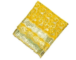 Bufanda vintage indio mango dupatta cuentas bordado a mano velo estola georgette - Imagen 1 de 9
