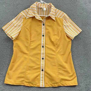 Vintage McDonald's Uniform Shirt Men’s Large Yellow Button 70s Striped Employee - Picture 1 of 9