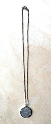 925er Silber Kette mit Münze Anhänger Schmuck antik vintage filigran Kleeblatt - Bild 1 von 4