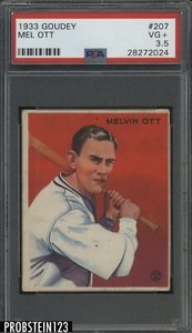 1933 Goudey #207 Mel Ott Giants PSA 3.5