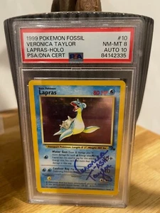 PSA 8 AUTO 10 Veronica "Ash" Taylor 1999 FOSSIL POKÉMON LAPRAS 10/62 HOLO WOTC! - Picture 1 of 3