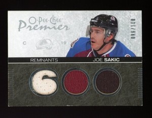 2007-08 O-Pee-Chee Premier Joe Sakic Remnants Triples Jersey /100 #PR-JO