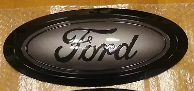 2017-19 Ford F250 F350 GRILL emblem magnetic gray and gloss black, no camera - Image 1 of 2