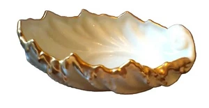 VINTAGE LENOX PORCELAIN SOAP/TRINKET DISH SHELL GOLD GILT HOLLYWOOD REGENCY - Picture 1 of 10