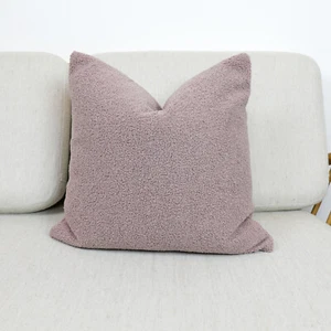 Luxury Heather/Dusty Pink Boucle Cushion Covers, Textured Faux Sheepskin Fabric - Picture 1 of 13