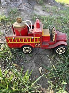 Vintage Cragstan Tin Toy "Old Smokey" Fire Engine truck With 2 Freebies