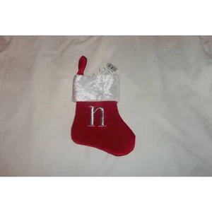 Lower Case n Monogram on MINI 8"X6" Red Christmas Stocking by Merry Brite - Picture 1 of 2
