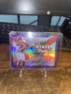 2021 Leaf Metal Draft - State Pride purple  #SP-MN1 Mat Nelson /25 (AU, RC) - Image 1 of 2