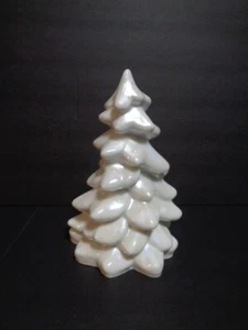 Mosser Christmas LARGE Holiday Tree White Iridized Milk Glass 8" - Picture 1 of 5