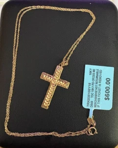 Collar Colgante Cruz Oro Amarillo - Oro Amarillo 10k - Cadena 18" - Imagen 1 de 7