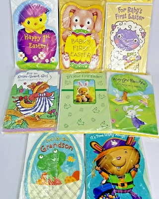 Lote de tarjetas de felicitación de Pascua huevo conejito primera oveja nieto niña colorear Foto 1 de 4