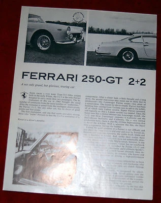 1962 Ferrari 250 GT 2+2 Road & Track Road Test Reprint - Image 1 of 3