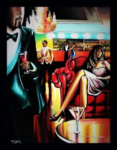 THE NIGHT OUT PALETTE KNIFE TEXTURE OIL PAINTING ART BY IVETA - Picture 1 of 9