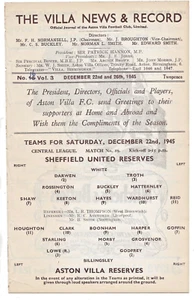 ASTON VILLA V SHEFFIELD UNITED RESERVES / WOLVERHAMPTON WANDERERS DECEMBER 1946 - Picture 1 of 2
