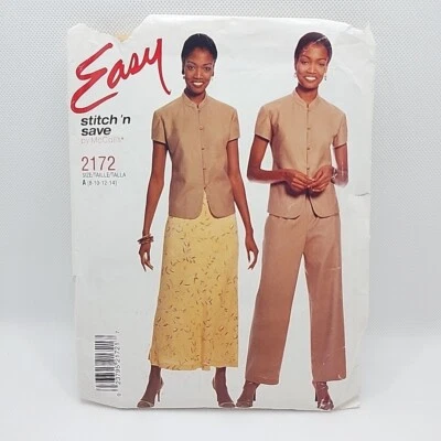 McCalls Stitch N' Save 2172 Misses Top Pant Skirt Sewing Pattern Size 8-14 Uncut - Image 1 of 4