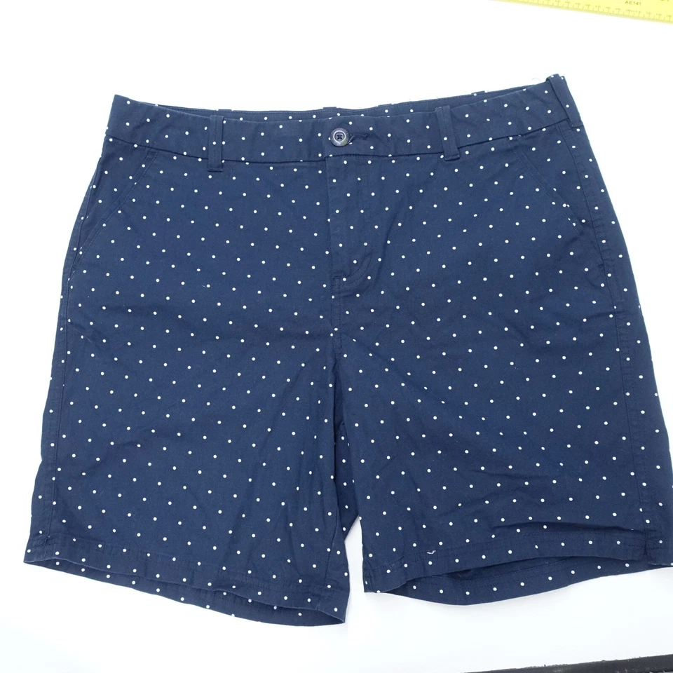 Шорты женские Columbia Chino 14 темно-синие в горошек плоские спереди PFG классические - Изображение 1 из 4