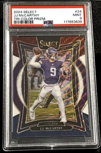 2024 Panini Select JJ McCarthy Tri-Color Prizm Concourse Level PSA 9 MINT # /299 - Picture 1 of 7