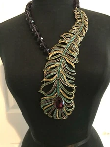 Heidi Daus NEW Pretty As A Peacock Crystal Amethyst Necklace BEAUTIFUL ELEGANCE! - Picture 1 of 8