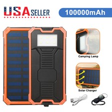 100000mAh Waterproof Solar Power Bank Battery Charger Portable For Cell Phone