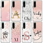 Personalised Initial Phone Case For Pixel6/Xperia Floral Marble Clear Hard Cover