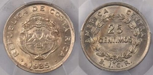 Costa Rica 1935 BICR 25 Centimos PCGS MS 64 PC1391 combine shipping - Picture 1 of 5