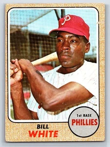 1968 Topps #190 Bill White Philadelphia Phillies Paper Loss - Bild 1 von 2
