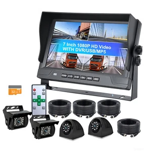 360 View Backup Rear Side View Camera 7'' Quad View DVR Record Monitor USB MP5 - Picture 1 of 21